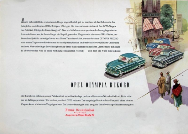 Opel Olympia Rekord Modelprogram 1954 Carbrochure (7560)
